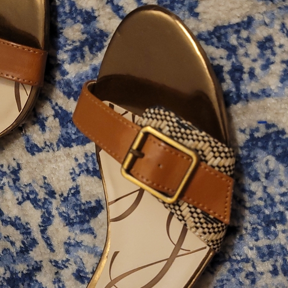 Sam & Libby sz 9 new without tags brown black cream sandals with gold - Picture 2 of 5